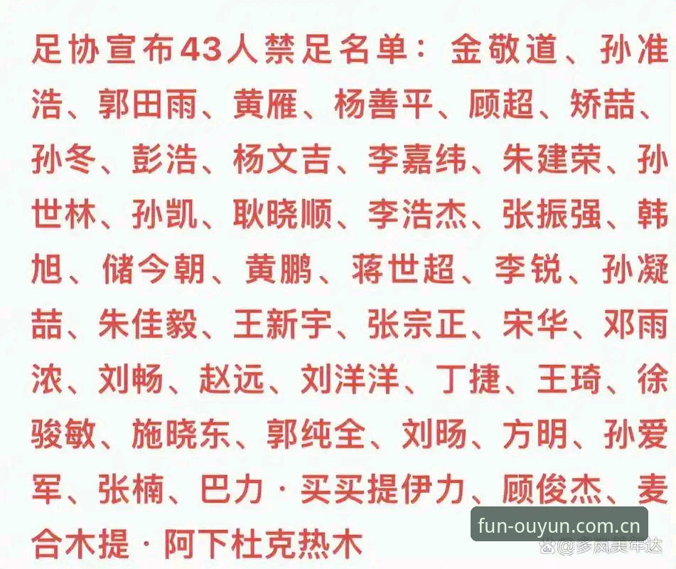 最新欧云娱乐在线注册 中国足协第三批禁足名单详解:17人终身禁赛,48人遭重罚